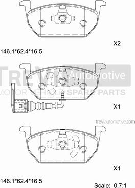 Trevi Automotive PF1492 - Гальмівні колодки, дискові гальма autocars.com.ua