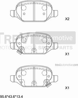 Trevi Automotive PF1495 - Гальмівні колодки, дискові гальма autocars.com.ua