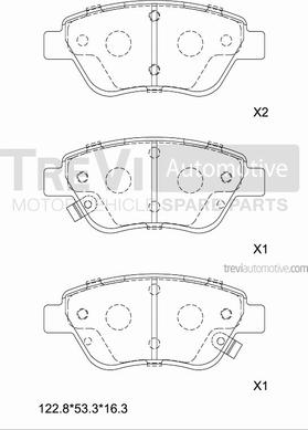 Trevi Automotive PF1496 - Тормозные колодки, дисковые, комплект autodnr.net