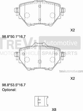 Trevi Automotive PF1511 - Гальмівні колодки, дискові гальма autocars.com.ua