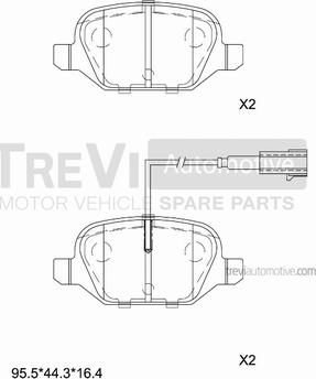 Trevi Automotive PF1514 - Гальмівні колодки, дискові гальма autocars.com.ua