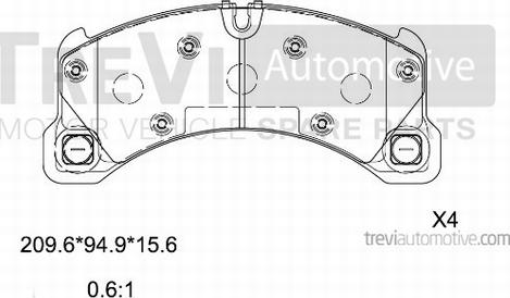 Trevi Automotive PF1518 - Гальмівні колодки, дискові гальма autocars.com.ua