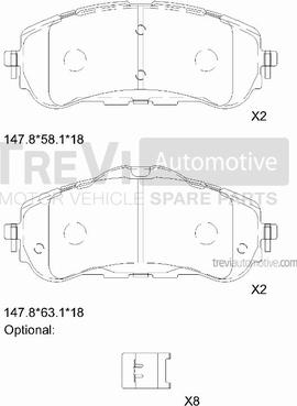 Trevi Automotive PF1520 - Гальмівні колодки, дискові гальма autocars.com.ua