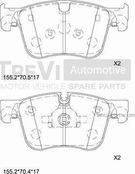 Trevi Automotive PF1521 - Гальмівні колодки, дискові гальма autocars.com.ua