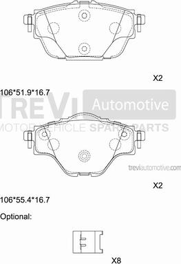 Trevi Automotive PF1522 - Гальмівні колодки, дискові гальма autocars.com.ua