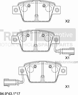 Trevi Automotive PF1528 - Тормозные колодки, дисковые, комплект autodnr.net