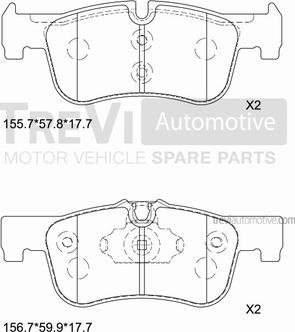 Trevi Automotive PF1531 - Гальмівні колодки, дискові гальма autocars.com.ua