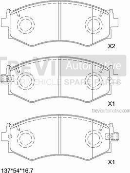 Trevi Automotive PF1554 - Гальмівні колодки, дискові гальма autocars.com.ua