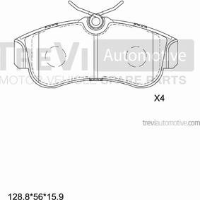 Trevi Automotive PF1555 - Тормозные колодки, дисковые, комплект autodnr.net