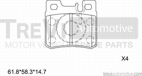 Trevi Automotive PF1561 - Гальмівні колодки, дискові гальма autocars.com.ua