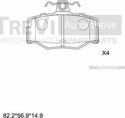 Trevi Automotive PF1567 - Тормозные колодки, дисковые, комплект autodnr.net