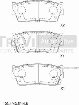 Trevi Automotive PF1568 - Гальмівні колодки, дискові гальма autocars.com.ua