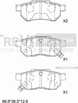 Trevi Automotive PF1579 - Гальмівні колодки, дискові гальма autocars.com.ua