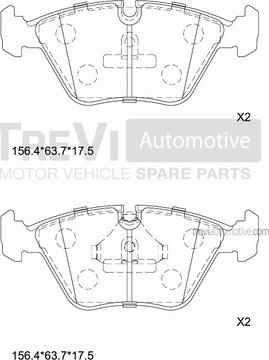 Trevi Automotive PF1580 - Гальмівні колодки, дискові гальма autocars.com.ua