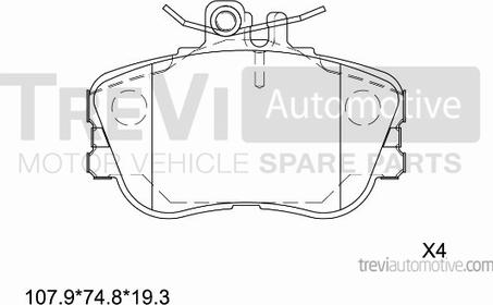 Trevi Automotive PF1592 - Гальмівні колодки, дискові гальма autocars.com.ua