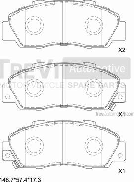 Trevi Automotive PF1604 - Гальмівні колодки, дискові гальма autocars.com.ua