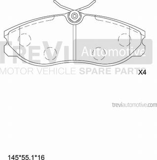 Trevi Automotive PF1605 - Гальмівні колодки, дискові гальма autocars.com.ua