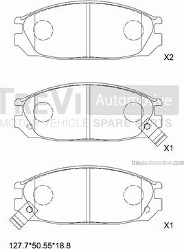 Trevi Automotive PF1608 - Гальмівні колодки, дискові гальма autocars.com.ua