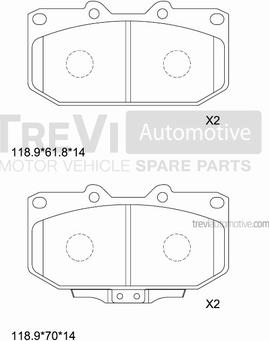 Trevi Automotive PF1613 - Гальмівні колодки, дискові гальма autocars.com.ua