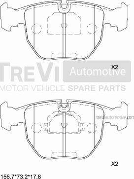 Trevi Automotive PF1615 - Гальмівні колодки, дискові гальма autocars.com.ua