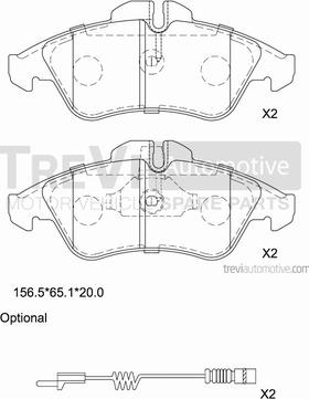 Trevi Automotive PF1618 - Гальмівні колодки, дискові гальма autocars.com.ua