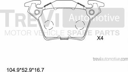 Trevi Automotive PF1620 - Гальмівні колодки, дискові гальма autocars.com.ua