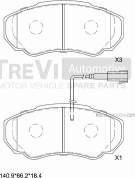 Trevi Automotive PF1628 - Гальмівні колодки, дискові гальма autocars.com.ua