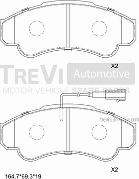 Trevi Automotive PF1629 - Тормозные колодки, дисковые, комплект autodnr.net