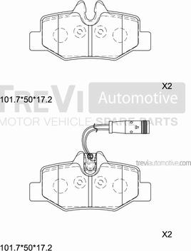 Trevi Automotive PF1632 - Гальмівні колодки, дискові гальма autocars.com.ua