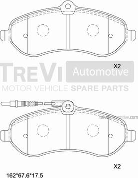 Trevi Automotive PF1641 - Гальмівні колодки, дискові гальма autocars.com.ua