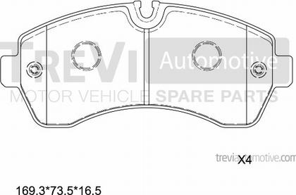 Trevi Automotive PF1643 - Гальмівні колодки, дискові гальма autocars.com.ua