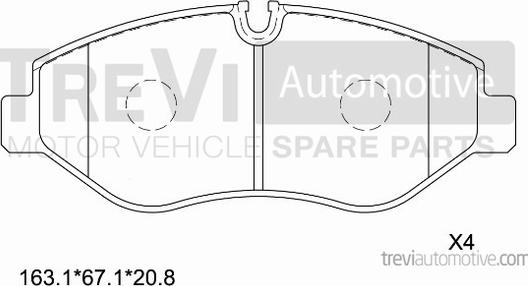 Trevi Automotive PF1644 - Гальмівні колодки, дискові гальма autocars.com.ua