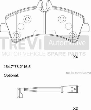 Trevi Automotive PF1645 - Тормозные колодки, дисковые, комплект autodnr.net