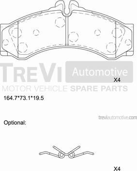 Trevi Automotive PF1647 - Гальмівні колодки, дискові гальма autocars.com.ua