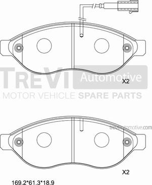 Trevi Automotive PF1649 - Гальмівні колодки, дискові гальма autocars.com.ua