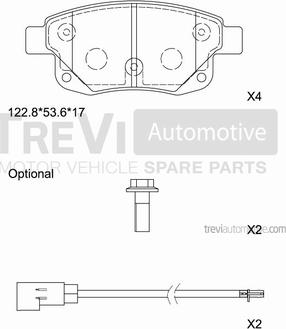 Trevi Automotive PF1654 - Гальмівні колодки, дискові гальма autocars.com.ua