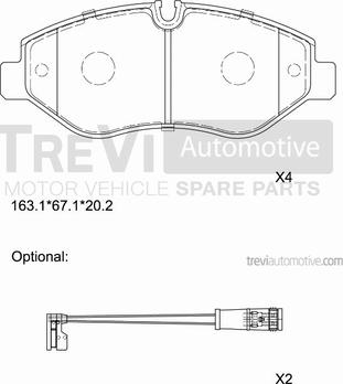 Trevi Automotive PF1659 - Тормозные колодки, дисковые, комплект autodnr.net