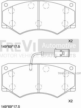 Trevi Automotive PF1675 - Гальмівні колодки, дискові гальма autocars.com.ua