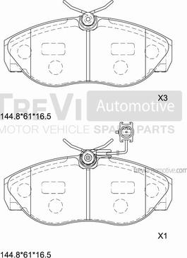 Trevi Automotive PF1679 - Гальмівні колодки, дискові гальма autocars.com.ua