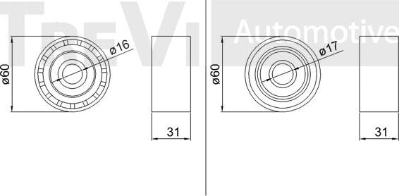 Trevi Automotive TA1277 - Паразитний / провідний ролик, поліклиновий ремінь autocars.com.ua