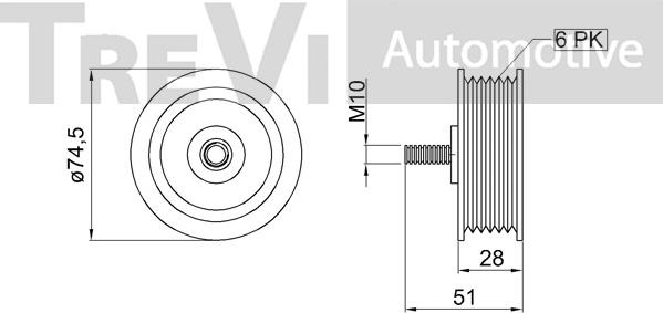 Trevi Automotive TA2266 - Паразитний / провідний ролик, поліклиновий ремінь autocars.com.ua