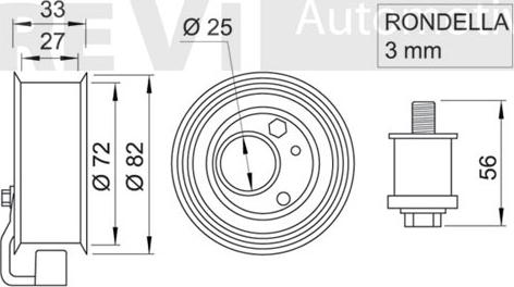 Trevi Automotive TD1574 - Натяжна ролик, ремінь ГРМ autocars.com.ua