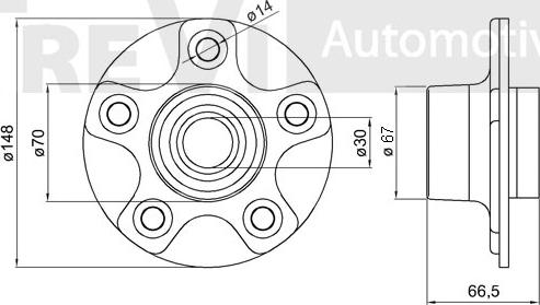 Trevi Automotive WB1436 - Комплект підшипника маточини колеса autocars.com.ua