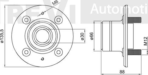 Trevi Automotive WB1562 - Комплект підшипника маточини колеса autocars.com.ua