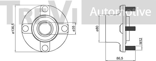 Trevi Automotive WB1954 - Комплект підшипника маточини колеса autocars.com.ua