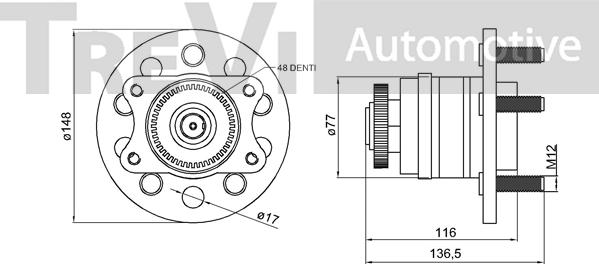 Trevi Automotive WB2357 - Комплект підшипника маточини колеса autocars.com.ua