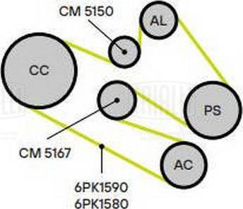 Trialli CM 5150 - Натягувач ременя, клинові зуб. autocars.com.ua
