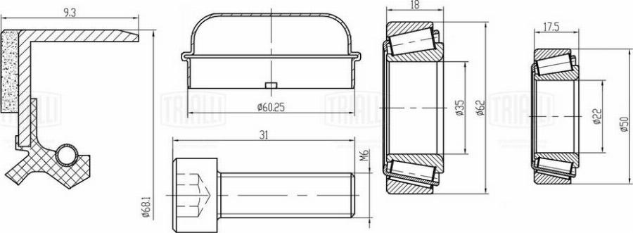 Trialli CS 1576 - Комплект підшипника маточини колеса autocars.com.ua