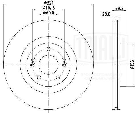 Trialli DF 084509 - Тормозной диск avtokuzovplus.com.ua