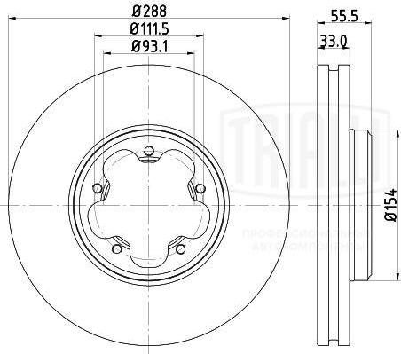 Trialli DF 105107 - Тормозной диск avtokuzovplus.com.ua